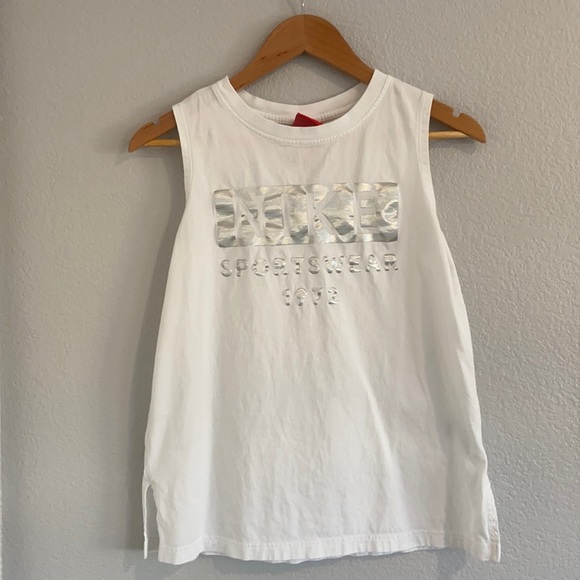 Nike Tops - Nike White Silver Logo Tank Top